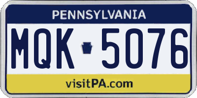 PA license plate MQK5076
