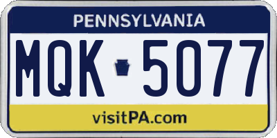 PA license plate MQK5077