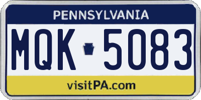 PA license plate MQK5083
