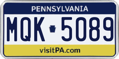 PA license plate MQK5089