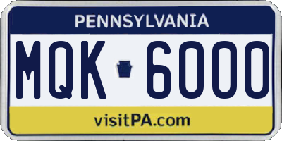 PA license plate MQK6000