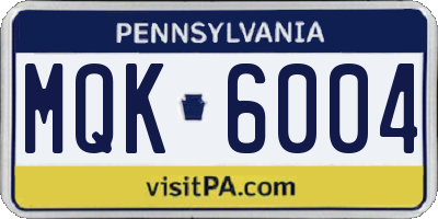 PA license plate MQK6004