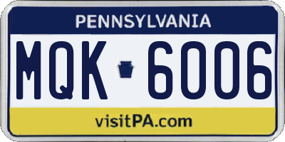 PA license plate MQK6006