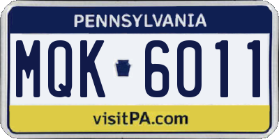 PA license plate MQK6011