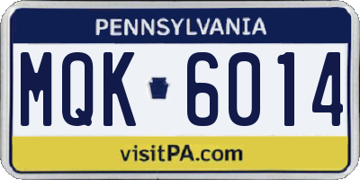 PA license plate MQK6014