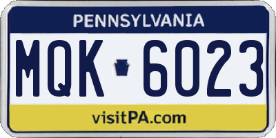 PA license plate MQK6023