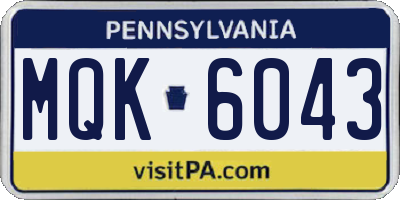 PA license plate MQK6043