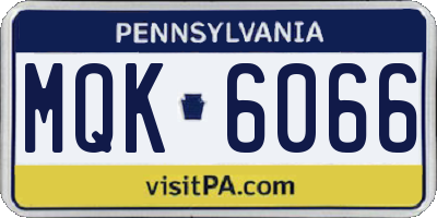 PA license plate MQK6066