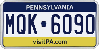 PA license plate MQK6090