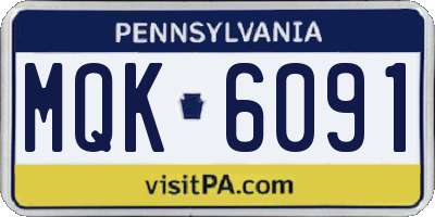 PA license plate MQK6091