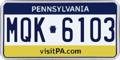 PA license plate MQK6103