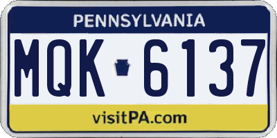 PA license plate MQK6137