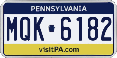 PA license plate MQK6182