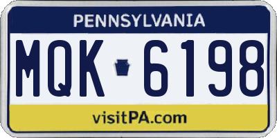 PA license plate MQK6198