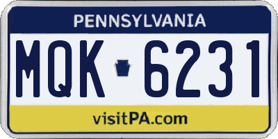 PA license plate MQK6231