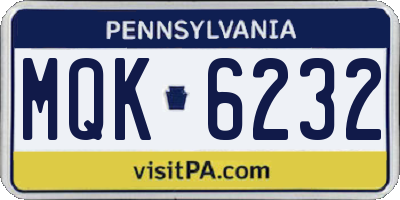 PA license plate MQK6232