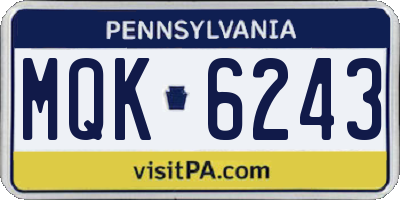 PA license plate MQK6243