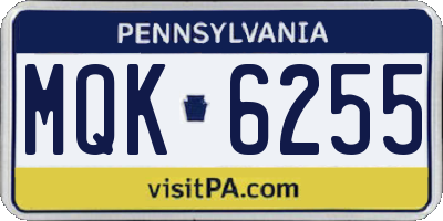 PA license plate MQK6255