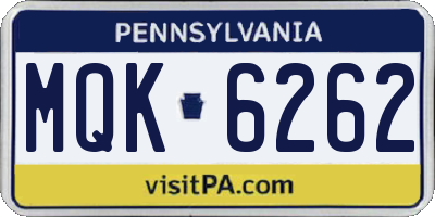 PA license plate MQK6262