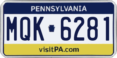 PA license plate MQK6281