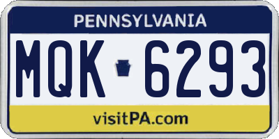 PA license plate MQK6293