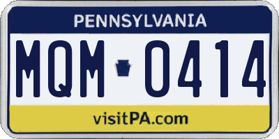 PA license plate MQM0414
