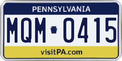 PA license plate MQM0415