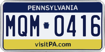 PA license plate MQM0416