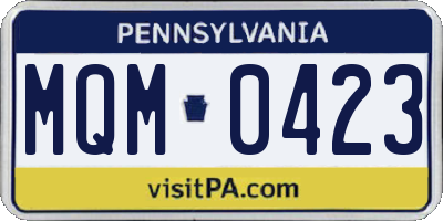 PA license plate MQM0423