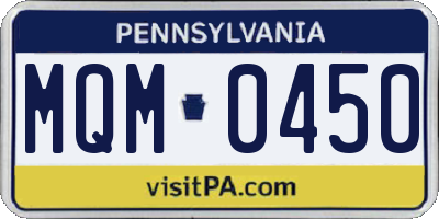 PA license plate MQM0450