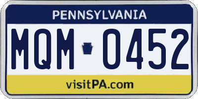 PA license plate MQM0452