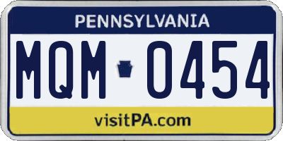 PA license plate MQM0454
