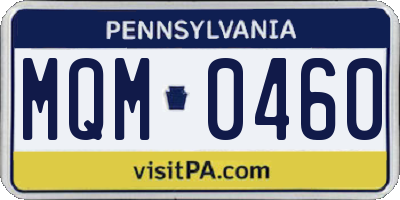 PA license plate MQM0460