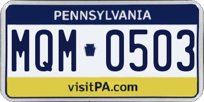 PA license plate MQM0503