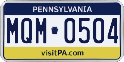 PA license plate MQM0504
