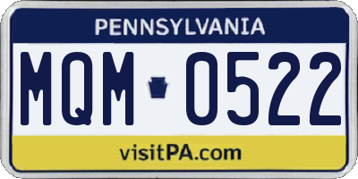 PA license plate MQM0522