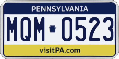 PA license plate MQM0523