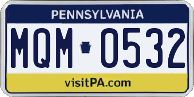 PA license plate MQM0532