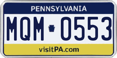 PA license plate MQM0553