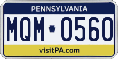 PA license plate MQM0560