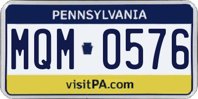PA license plate MQM0576
