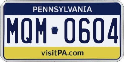 PA license plate MQM0604