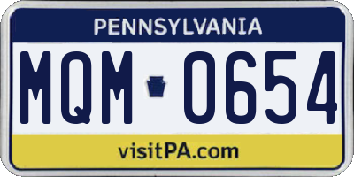 PA license plate MQM0654