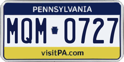 PA license plate MQM0727