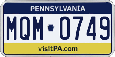 PA license plate MQM0749