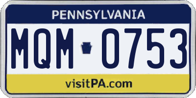 PA license plate MQM0753