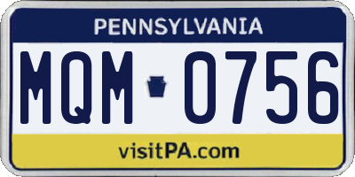 PA license plate MQM0756