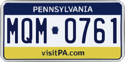 PA license plate MQM0761