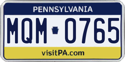 PA license plate MQM0765