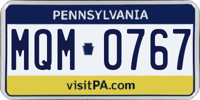 PA license plate MQM0767